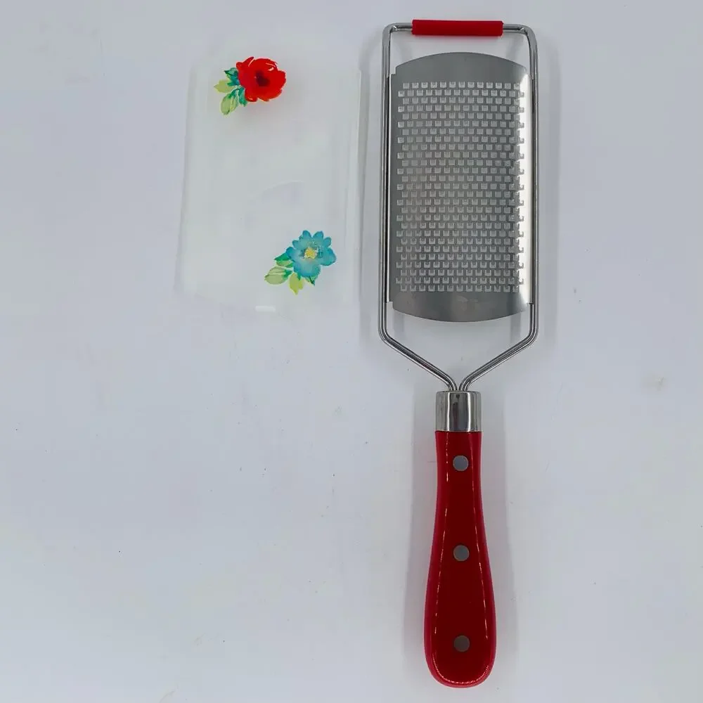 Pioneer Woman Grater Utensil Fine Red Floral Cover Handheld Cheese Kitchen